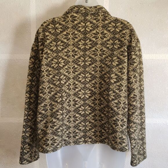 Stampede Khaki Green & Cream Sherpa Button Up Sweater - Picture 3 of 4